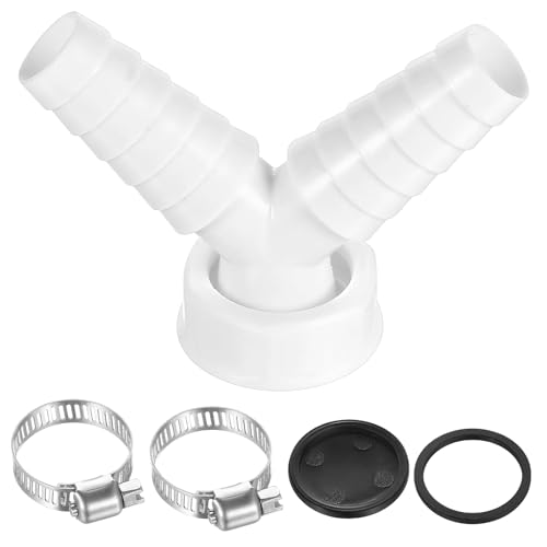 LIMEOW 1 Stück Waschmaschine Anschluss, Waschmaschinenanschluss, Abfluss Waschmaschine Doppelanschluss Y-Förmiges Design, 1-Zoll-Schlauch, mit Einlassanschluss für 19-24 mm Schläuche, Auslass DN 25