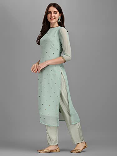 Image of Hritika Women Faux Georgette Sequin Pattern Straight Kurta set (Hrkb0070 Parent)