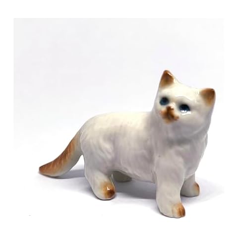 ZOOCRAFT Ceramic Cat Figurine - White Persian Cat Collectible for Home Decor - Cat Gift Idea, Cat Mom Gifts, Cat Lover Gifts - Ceramic Cat Statue, 1.5" Tall Cover