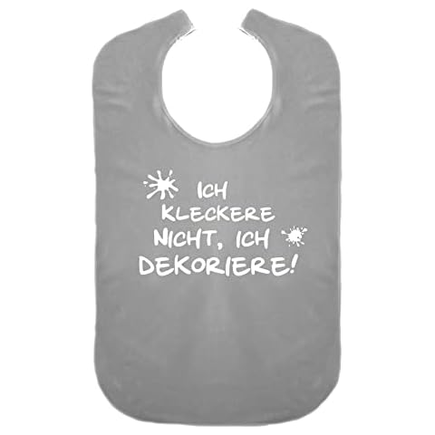 Cre9tive Ich kleckere nicht, ich dekoriere - Geschenk zur Rente - Lustiges Lätzchen für Erwachsene Ess-Schürze Essschürze Kleidungsschutz wasserdicht ID: 002 (grau) Cover