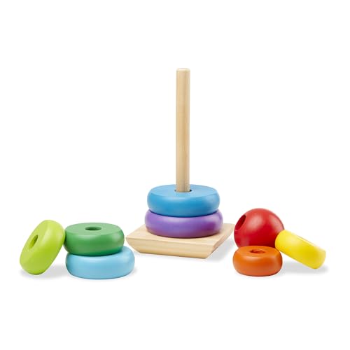 Melissa & Doug Rainbow Stacker Wooden Ring Educational Toy - Wooden Stacking Rings, Stacker Toys for Toddlers Ages 2+ - image 9