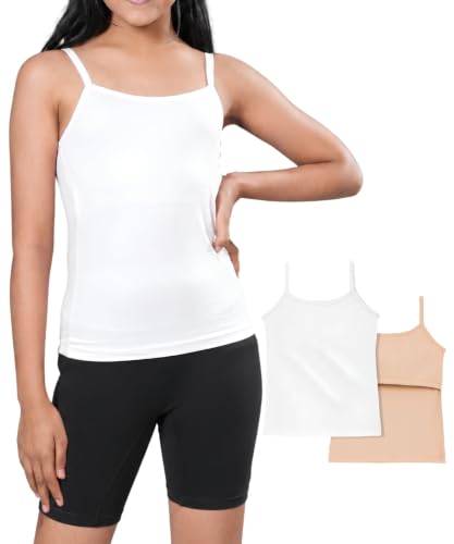 Image of Lily Chic Padded Camisole for Girls, Cotton Puberty Slip, Pack of 2