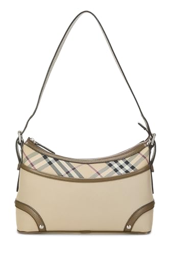 Burberry Pre-loved Brown Nylon Check Satchel Shoulder Bag Brown