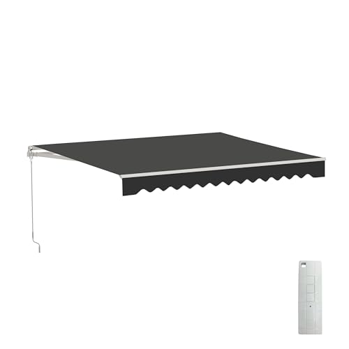 ALEKO Electric Patio Awning Caribbean White Frame 12x10 Black
