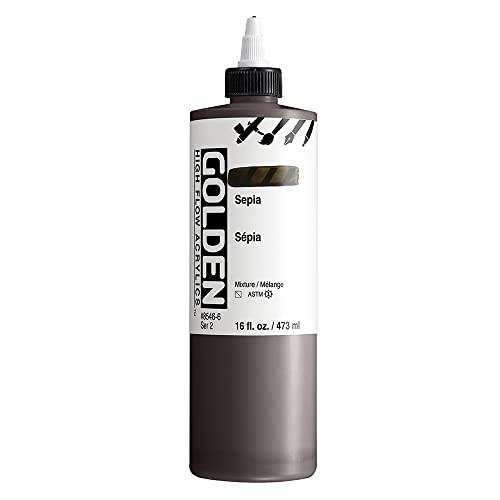 Golden High Flow Acrylics, Sepia, 16 Fl. Oz. / 473 Ml Bottle #TOP10