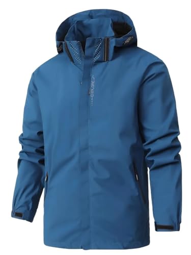 Lewey Jaqueta de chuva masculina leve, impermeável, com capuz, capa de chuva para uso ao ar livre, j