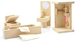 Lakshya Wooden Dollhouse Furniture Set with Lounge, Bathroom and Kitchen