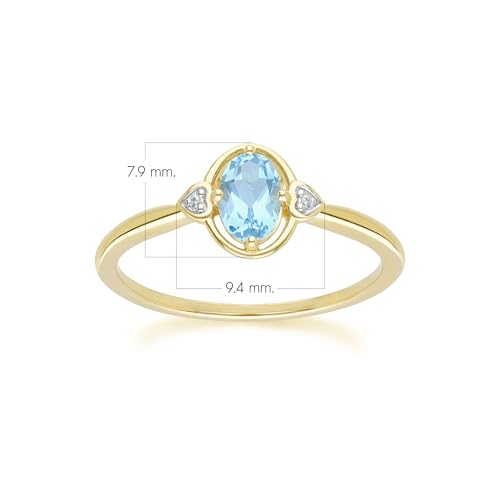 Bague or jaune 9 carats topaze ovale diamants véritables marque Gemondo - 4