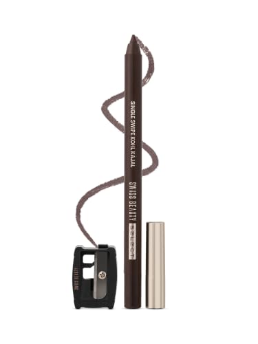 Image of Swiss Beauty Select Single Swipe Kohl Kajal | New & Improved Formula | Comes With A Sharpener | Waterproof & Transfer-Proof | 12H Stay| 04 Burnt Brown