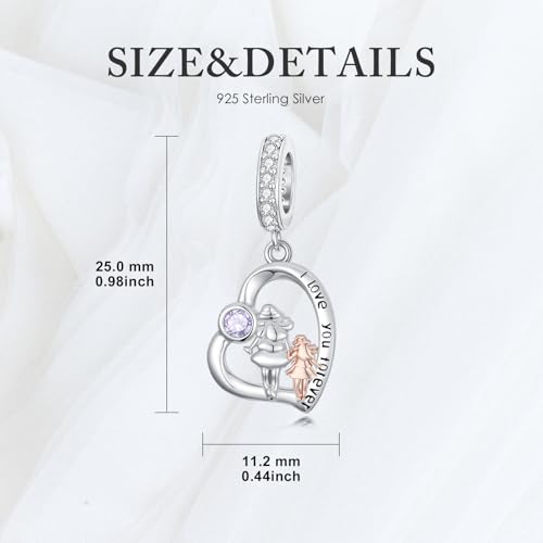 Image of PROESS Father Mother Daughter Charm fit Charms Bracelet Sterling Silver Charms for Bracelets Birthday Valentines Day Gifts for Daughter Mother Lover