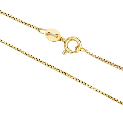 14K Real Yellow Gold Box Chain Necklace for Men & Women, Gold Jewelry (0.6mm, 1mm - Available in 16 to 30 Inch Lengths)