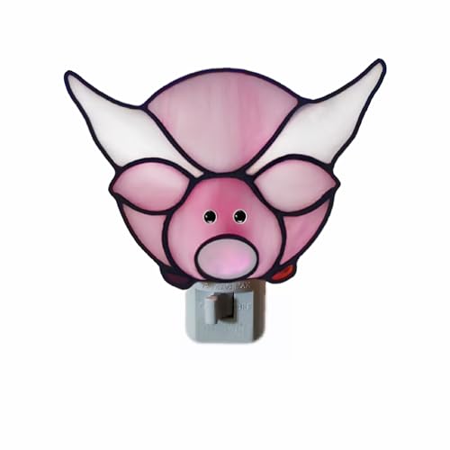 Image of Pig Stained Glass Night Light Room Lighting lamp House Decoration Wall lamp