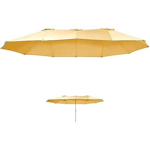 Strong Camel 12 Ribs Umbrella Cover Canopy Replacement for 15' Double-Sided Patio Umbrella, Frame NOT Included (Beige) Cover