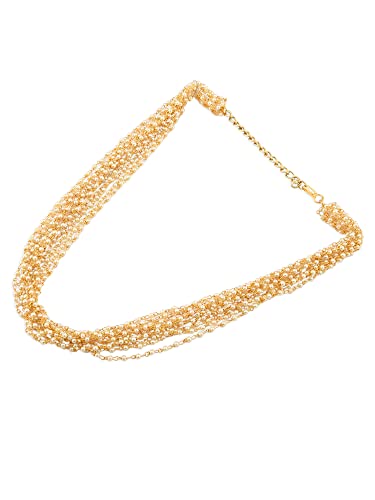 ZAVERI PEARLS Gold Tone Ethnic Multistrand Pearls Necklace & Earring Set For Women-ZPFK12744