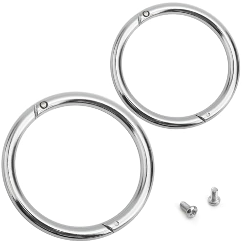 2 Pack Bull Nose Ring Stainless Steel Bull Ring for Cattle Cow Heavy Duty Automatic Locking Livestock Nose Ring for Farmers and Veterinarians Burr-Free Animal Husbandry Accessory Silver