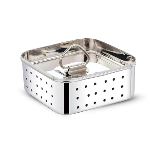 Image of Paneer Maker Steel | Paneer Maker | Paneer Maker Mould Press - 600ml (Large) Stainless Steel Square Press for Homemade Paneer, Tofu & Sprouts | 1 Year Warranty & Free Paneer Recipe eBook