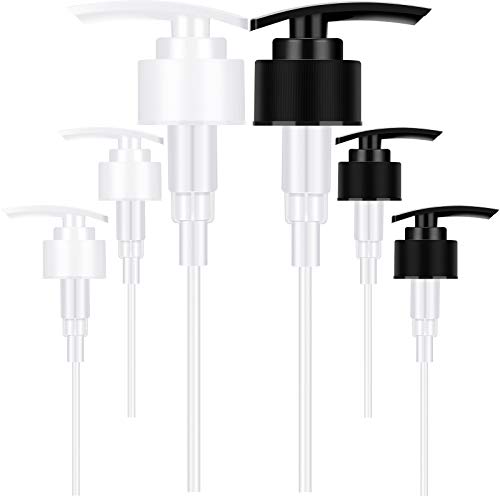 6 Pieces Universal Dispensing Pumps Shampoo Conditioner Dispenser Pump Bottle Pump Dispenser Plastic Dispenser Lid for 1 Liter/ 33.8 Ounce/ 1000 ml Bottles