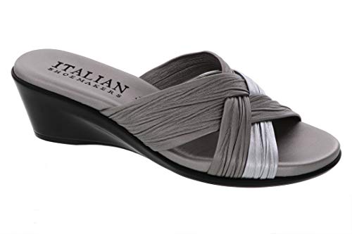ITALIAN Shoemakers Womens Saylor Wedge Sandal (9 M US, Pewter Multi)