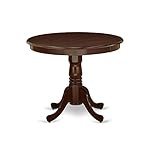 East West Furniture ANNO5-MAH-W 5 Piece Dining Set Includes a Round Dining Room Table with Pedestal and 4 Wood Seat Chairs, 36x36 Inch, Mahogany - Image 2