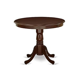 East West Furniture ANDU5 MAH LC 5 Piece Dining Set Includes a Round Kitchen Table with Pedestal and 4 Faux Leather Dining Room Chairs 36×36 Inch Mahogany