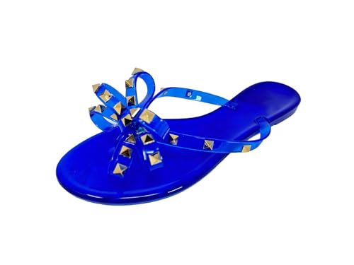 Image of TOP Moda Womens Studded Jelly Flip Flops Sandals with Bow