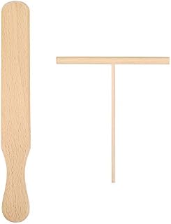 Cabilock 2pcs Wooden Crepe Spreader and Spatula Set Crepe Spatula Turner T Shaped Tool for Making Crepes