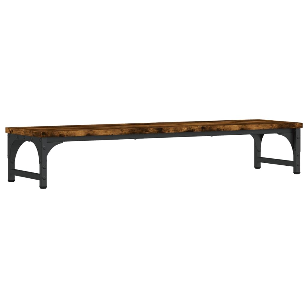 vidaXL Smoked Oak Monitor Stand - Engineered Wood and Metal Construction with Adjustable Legs for Enhanced Comfort and Workspace Organization