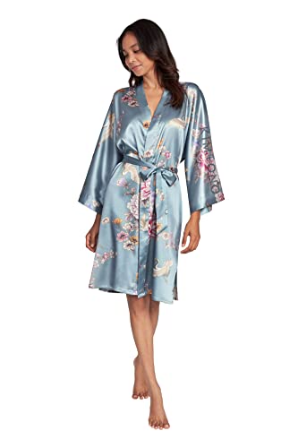 KIM+ONO Satin Short Kimono Robe for Women Bridal Gift Maternity & Lingerie Robe Bridesmaid Machine Washable