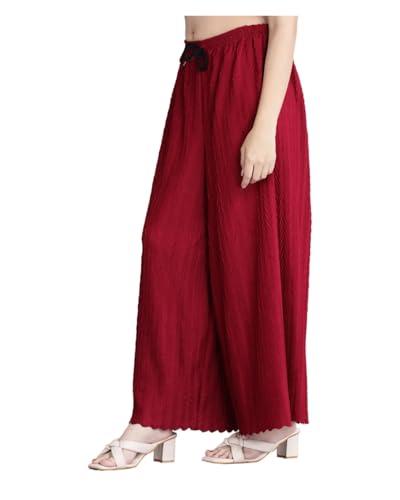 Image of Pack of 2 Women Palazzo Pants | Wide Leg Loose Fit | Combo Pack | Free Size | Stretchable Waist | Casual Wear, Office Wear, Home Wear Palazzo