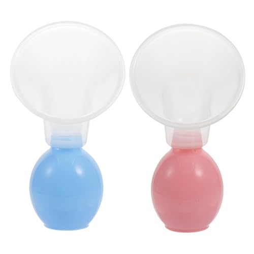 Extractor de leche manual portátil 2 piezas rosa y azul miniatura 1