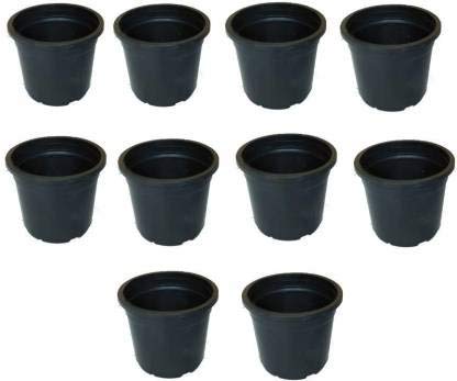 GREENGROW Gardening 4" Flower Pots, Round Garden Plastic Planters Plant Container Set (Pack of 10)