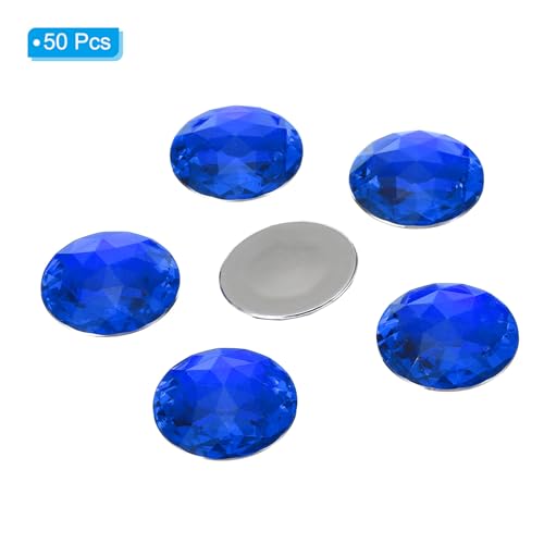 PATIKIL 40mm Flat Back Round Acrylic Rhinestones, 50 Pack Plastic Circle Gems for Jewelry Making Costume Embellishments Crafts, Blue - Image 3