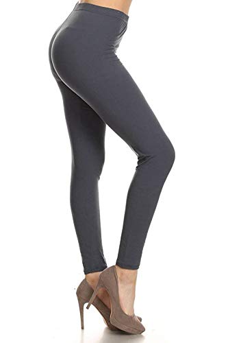 Image of Leggings Depot Women's High Waist Leggings Soft 1 inch Waistband Solid Pants - Regular, Plus, 1X3X, 3X5X