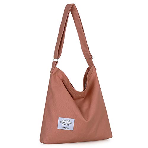 Covelin Women's Retro Large Size Canvas Shoulder Bag Hobo Crossbody Handbag Casual Tote