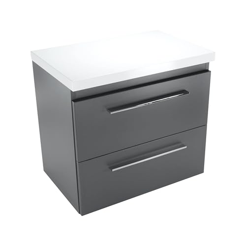 Badezimmerschrank Sicily Top, Waschbeckenunterschrank 50 cm Breite mit Schubladen ohne Waschtisch, Badezimmer Unterschrank Waschbecken, Badezimmerschrank Unter Waschbecken, Badunterschrank Graphit
