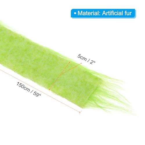 PATIKIL Plush Faux Fur Fabric Precut Strips, 59" x 2" Fluffy Faux Fur Ribbon for DIY Crafts Christmas Halloween Gnome Beard, Green - Image 2