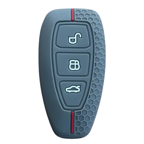 Ford Focus, Fiesta, Kuga, Mondeo, Smax, Cmax ve Ecosport için Gri Petek Desenli Silikon Anahtar Kılıfı