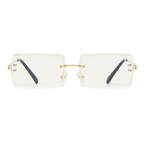 Long Keeper Rimless Rectangle Sunglasses UV400 Protection Antiglare Fashion Frameless Square Glasses for Women Men
