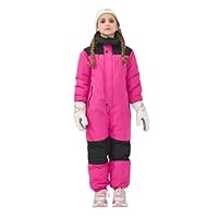Owntop Schneeanzug Kinder - Leichter Schneeoverall Mädchen Jungen, Wasserdicht Winddicht Skianzug für Kinder mit Abnehmbare Kapuze, Verdickt Warm Skioverall (Rosa,110)