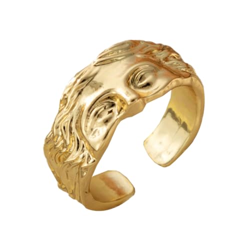 Auriselle Anel de homens ajustável Vénus máscara vintage anel de polegar gótico jóias presentes para homens meninos pai, prata / ouro, Cobre, Sem pedra preciosa