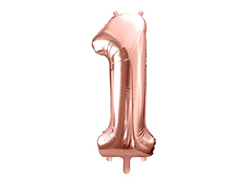 Ballon Chiffre 1 Rose Gold Aluminium Mylar 60 cm – Décoration Anniversaire et Fête – Ballon Chiffre Métallisé Réutilisable Gonflage Air ou Hélium