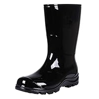 Asgard Women's Mid Calf Rain Boots Short Rubber Boots Waterproof Garden Shoes for Ladies Black 39 (8.5)