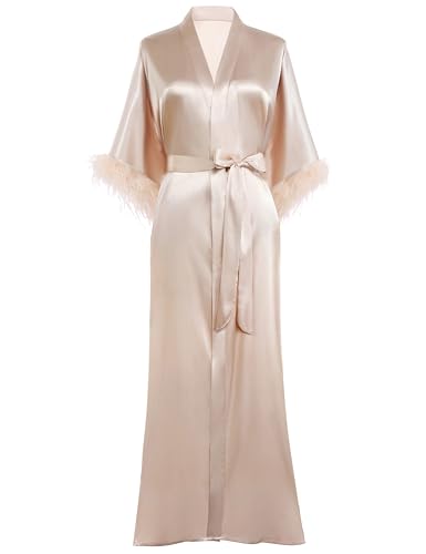 Geilisungren Nachtkleid Satin Lang Schwarz Nachthemd Sexy Dessous Negligees Tiefer V-Ausschnitt Nachtwäsche für Frauen Unterwäsche Sleepwear Lange Trägerkleid Unterkleid mit Spitze