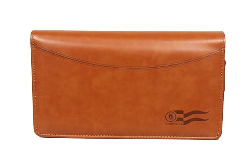 Image of Sukeshcraft Multiple Cheque Book Holder | Original PU Holds Upto 8 Cheque Books, Locker Key Hook, 2 Photo Slots, 1 Pin-Sim Slot, 13 Credit /Debit Card Slots with Matching Zipper (PU -Deep Tan)