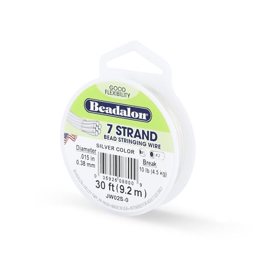 Beadalon 7-Strand Stainless Steel Beading Wire, .015 in / 0.38 mm - Silver