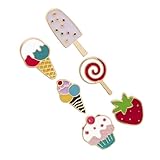 UKCOCO Broches de Helado de Fresa y Piruleta 6 Piezas, Pines de Ropa de Verano para Mujer, Esmalte Colorido, Accesorio de Moda Original para Bolsos y Camisetas