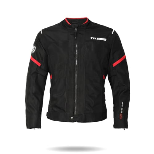 Image of TVS Racing Tech-Core Road Jacket for Men | CE2 armour <5kN at Shoulders Elbows and Back | 600D Chassis | 310gsm Vent Mesh | High-Vis Reflective Tech| YKK zippers