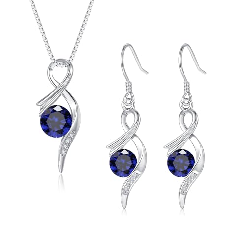Ensemble de bijoux Cangall pour femme, 2 pièces en argent sterling avec oxyde de zirconium, collier pendentif et boucles d'oreilles pendantes de 45 cm, cadeau...