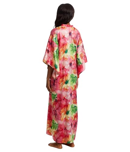 Image of N Natori Women's Radiance - Satin Mandarin Butterfly Caftan Length 52 inch