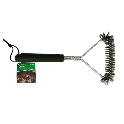Amig - Cepillo de Limpieza Fireplus para Barbacoa | Cepillo de Acero Inoxidable| Utensilio para Limpiar Parrillas y Planchas | Accesorio para Limpiar Barbacoas | Longitud: 30,5 cm